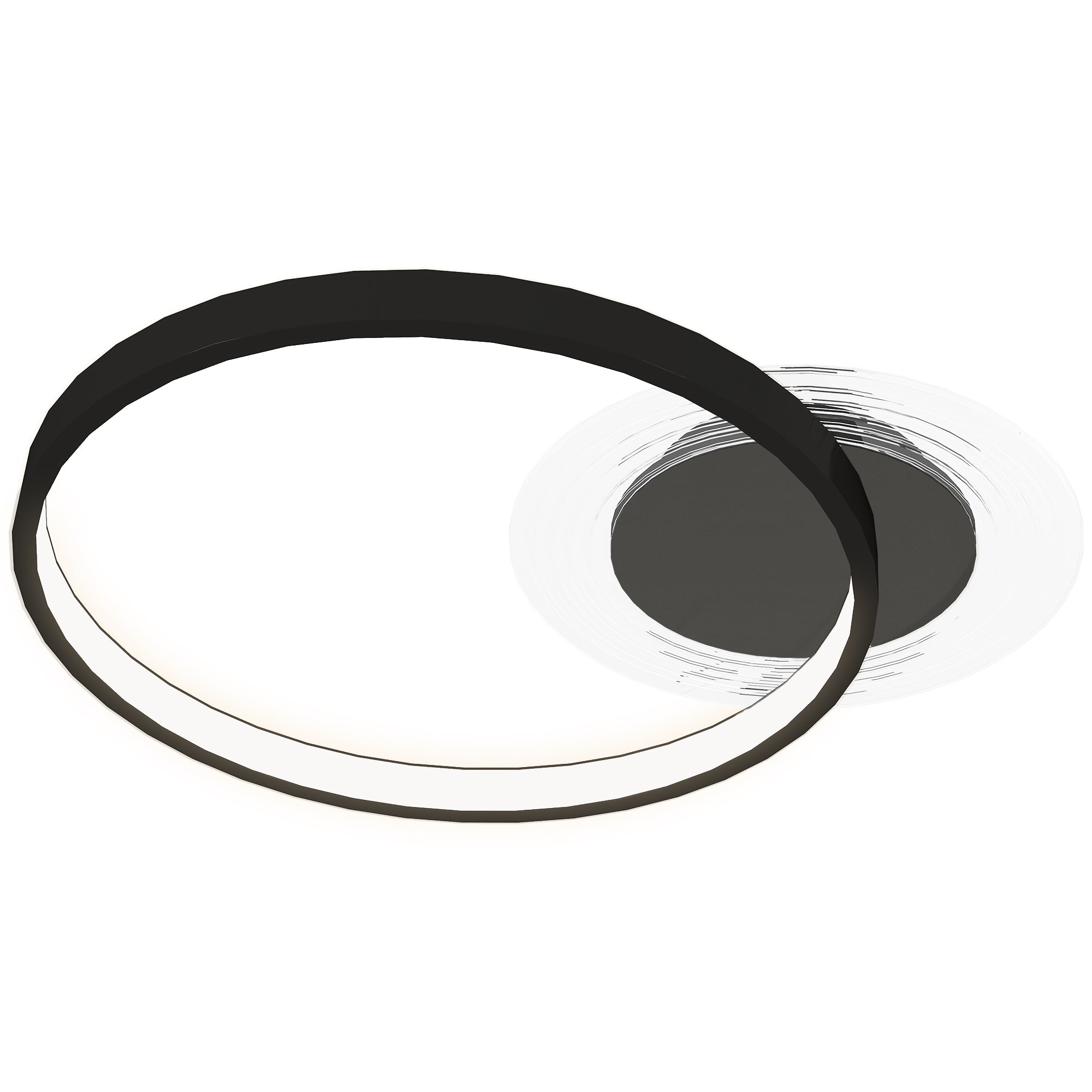 Modern 2-Ring LED Ceiling Light with Adjustable Brightness, 30W Power, Black