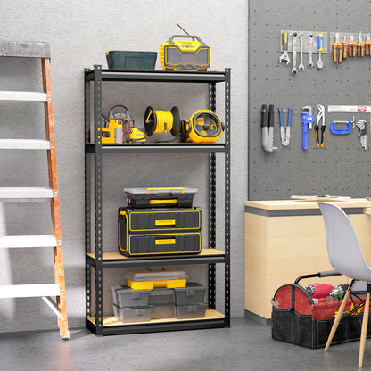 4-Tier Industrial Shelving in MDF and Steel with Open and Adjustable Shelves, 81.3x30x152.4 cm