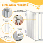 Self-Closing Dog Gate with Locking System, Metal and Plastic, 180x74.5 cm, White