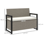 2 Seater Garden Bench with 151.5L Rattan Storage Chest with Backrest, Armrests and Cushion, Cream