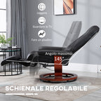 Manually Reclining Relaxing Chair up to 145° with Footrest and Faux Leather Upholstery, Black