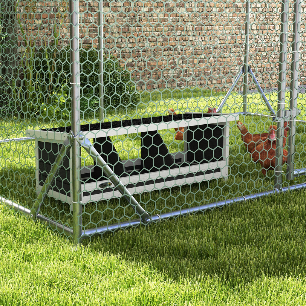 PawHut 3-Panel Chicken Coop with Raised Base and Roof, Wood and Bitumen, 95x37x34 cm, Grey