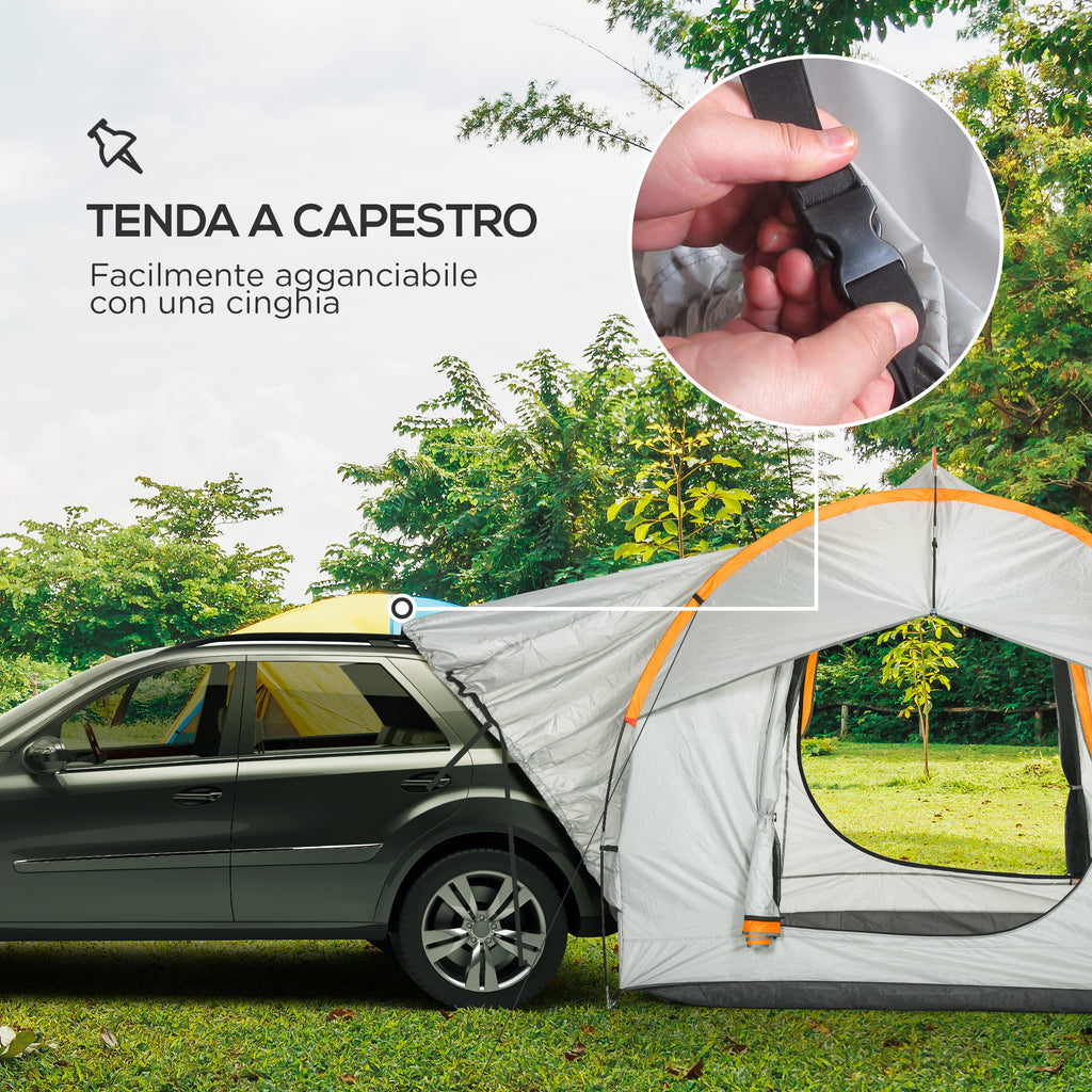 Outsunny 3-Door Waterproof Car Tent in Polyester, PE and Fiberglass, 239x210x210 cm, Gray and Orange - Borgè