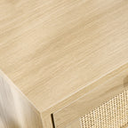 Boho Style Bedroom Nightstand with 2 Drawers, 40x40x56cm, Natural Wood Color