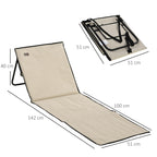 Set of 2 Adjustable Folding Deck Chairs with Pocket, 142x51x40 cm, Beige
