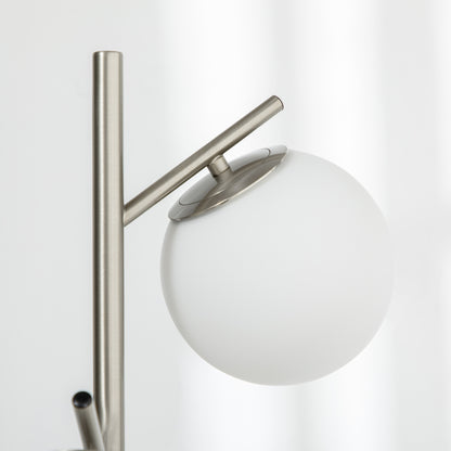 HOMCOM Modern Floor Lamp with 3 Light Points in Steel and Glass, Ø27x159 cm, Silver