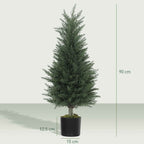 Outsunny Set of 2 Artificial Cypress Trees, UV-Resistant, Ø40x90 cm, Green