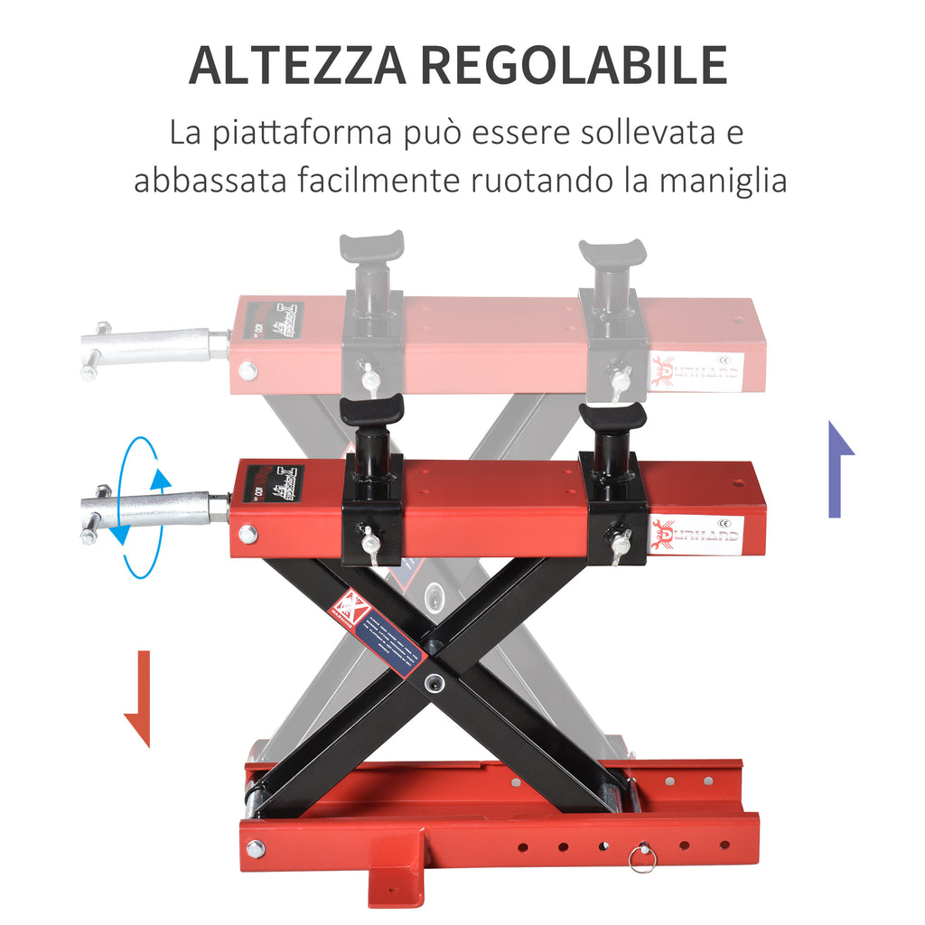 Scissor Motorcycle Lift, Adjustable Central Motorcycle Stand Up to 500kg in Red Metal