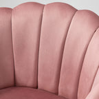 Upholstered Chair with Shell Backrest and Wooden Legs, Velvet Armchair for Living Room and Bedroom, 66x66x78.5cm, Pink