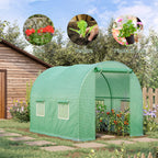 Outsunny Garden Greenhouse Steel Frame and 4 PE Windows 2.5x2x2m, Green
