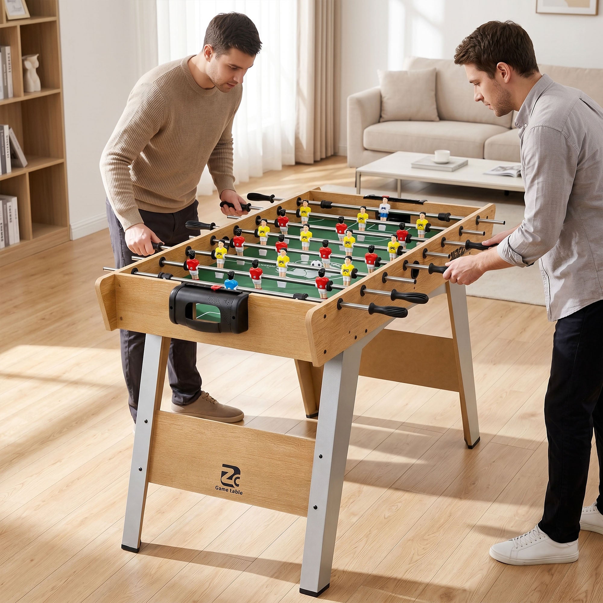 SPORTNOW Table Football, 121cm Table, 22 Players, Manual Scoreboard, Natural Wood