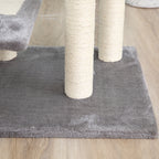 100cm Cat Scratching Post with Round Bed, Sisal Posts and Plush Lining, Grey