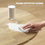 HOMCOM Industrial Dining Table for 4-6 People with Round Drop-Leaf Top, in Wood and Steel, 135x100x75 cm