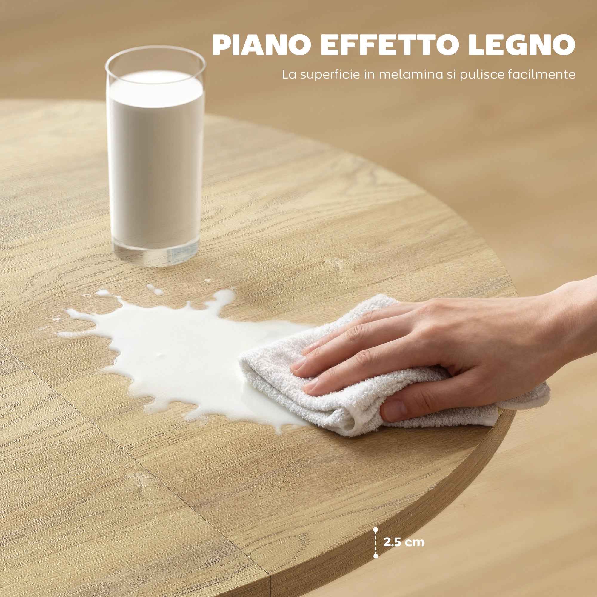 HOMCOM Industrial Dining Table for 4-6 People with Round Drop-Leaf Top, in Wood and Steel, 135x100x75 cm