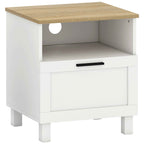 HOMCOM Modern Bedside Table with Drawer and Wooden Shelf, 45x38x50 cm, White and Wood Color