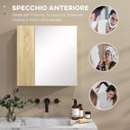 kleankin Bathroom Cabinet with Mirror and 4 Internal Shelves, in Chipboard, 60x15x60cm, Wood Color