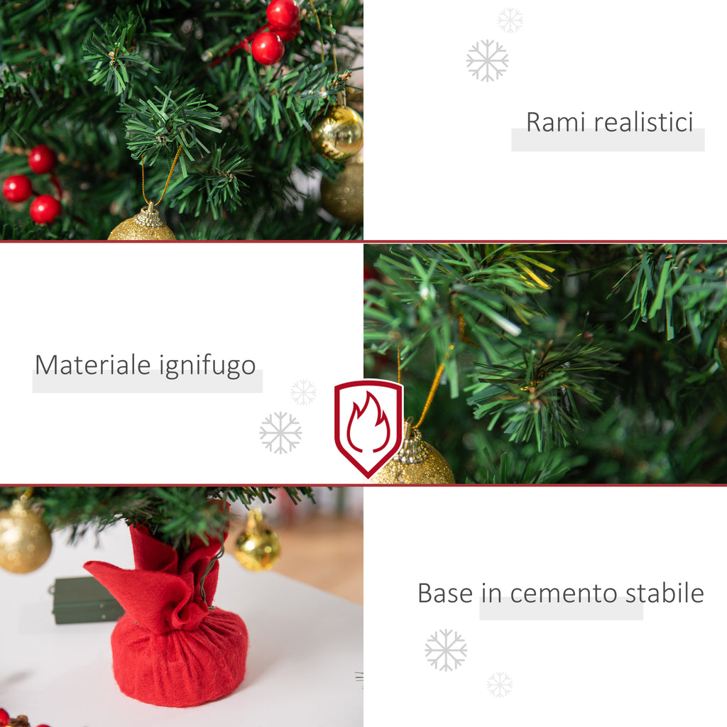 HOMCOM Small Christmas Tree 60cm with 15 LED Lights and Decorations