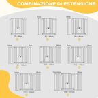 Extendable Dog Gate with Self-Closing Door, Metal and ABS, 75-131x76 cm, White - Borge' Group Limited