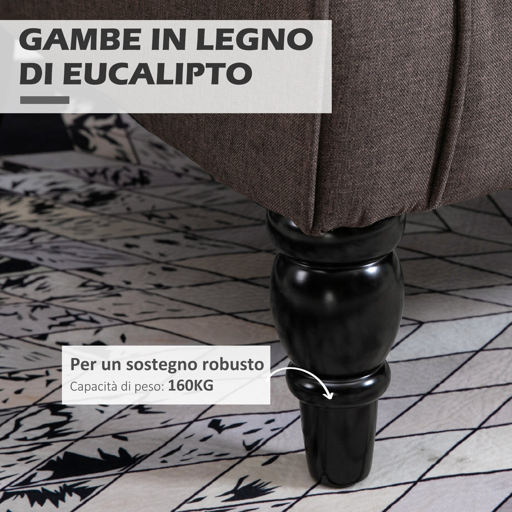 HOMCOM French Style Living Room Armchair with Padded Seat and Cushions, in Polyester, 74x86x102 cm, Brown - Borgè