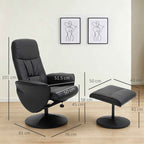 HOMCOM 360° Swivel Metal and Faux Leather Relaxing Chair with Footrest and Adjustable Backrest, Black