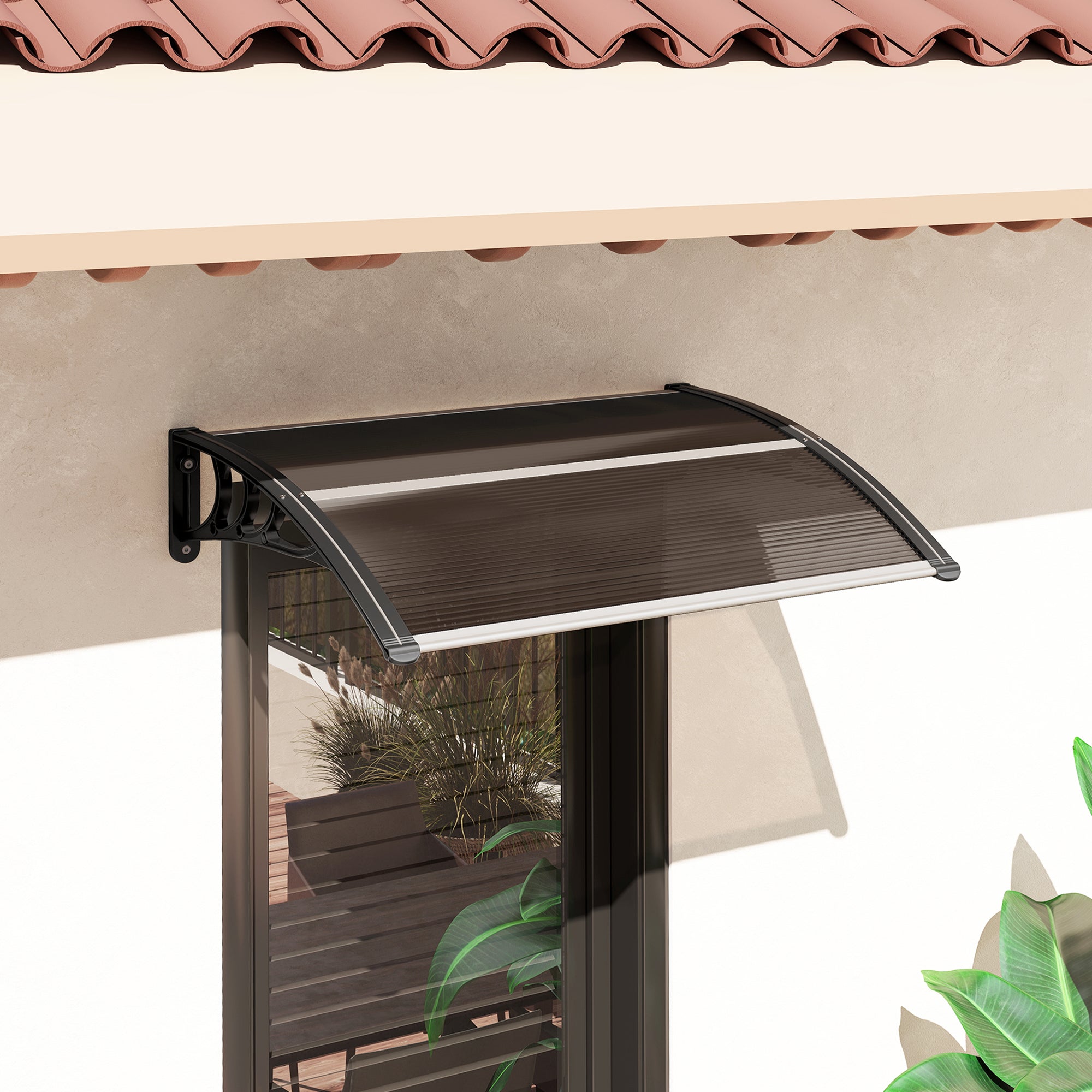 Outsunny Waterproof and Anti-UV Outdoor Canopy, in PC, PP and Aluminum, 75x100x23 cm, Brown and Black