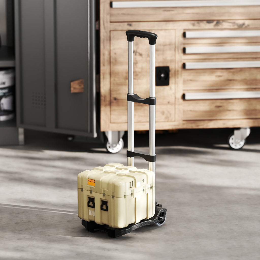 Folding Luggage Cart, 40 kg, with 2 Straps, Telescopic Handle, Aluminum and Plastic, Black