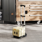 Folding Luggage Cart, 40 kg, with 2 Straps, Telescopic Handle, Aluminum and Plastic, Black