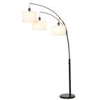 Floor Lamp with 3 Lights and Flexible Arms, Marble Base and Metal Pole, 103x34. 5x205cm, Black and White
