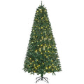 HOMCOM Artificial Christmas Tree with 450 White LED Lights and 1146 Branches, Foldable Metal Base - Green