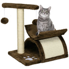 Cat Scratching Post, Cat Tree, Cat Toy, with Bed, 2 Hanging Balls in Natural Sisal, Height 43cm