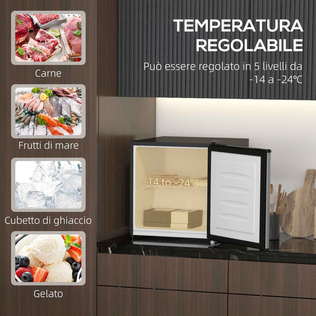 HOMCOM Portable Fridge 35L with Removable Shelf and Adjustable Temperature, 47x44.2x48.8 cm, Silver