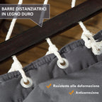 Portable Garden Hammock with Integrated Cushion, in Cotton, Polyester and Steel, 368x93x110 cm, Dark Gray