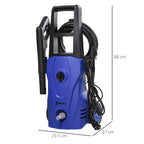 1600W High Pressure Washer with Adjustable Nozzle and Cleaning Kit, 35x28x65 cm, Blue and Black