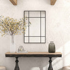 HOMCOM Window Style Wall Mirror with Vertical and Horizontal Mounting, 90x60 cm, Black