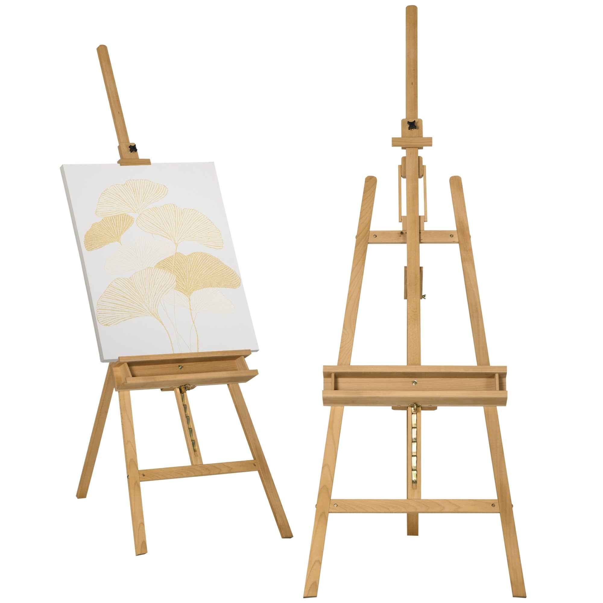 Vinsetto Folding Beech Easel with Adjustable Height and Angle, 65x110x180-235 cm