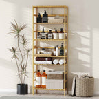 HOMCOM 6-Tier Bamboo Bookshelf with Adjustable Shelves, 60x26x161cm, Natural Wood