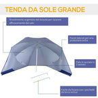 Outsunny 2-in-1 Parasol Tent with UV 50 Protection, Polyester and Iron, 2x2.2 m, Blue