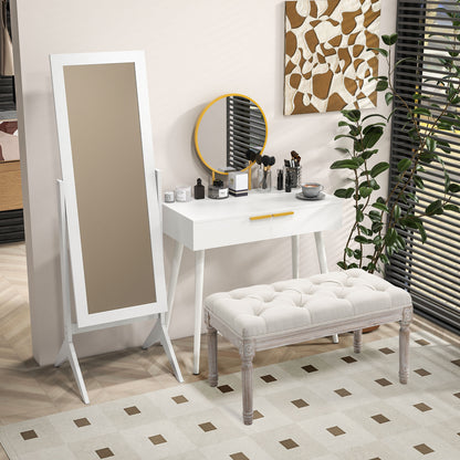 Wooden Makeup Table with Mirror and 2 Drawers for Accessories, 80x40x123 cm, White