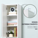 kleankin 5-Shelf Wooden Bathroom Cabinet with Opening Mirror Door, 32x28x162 cm, White