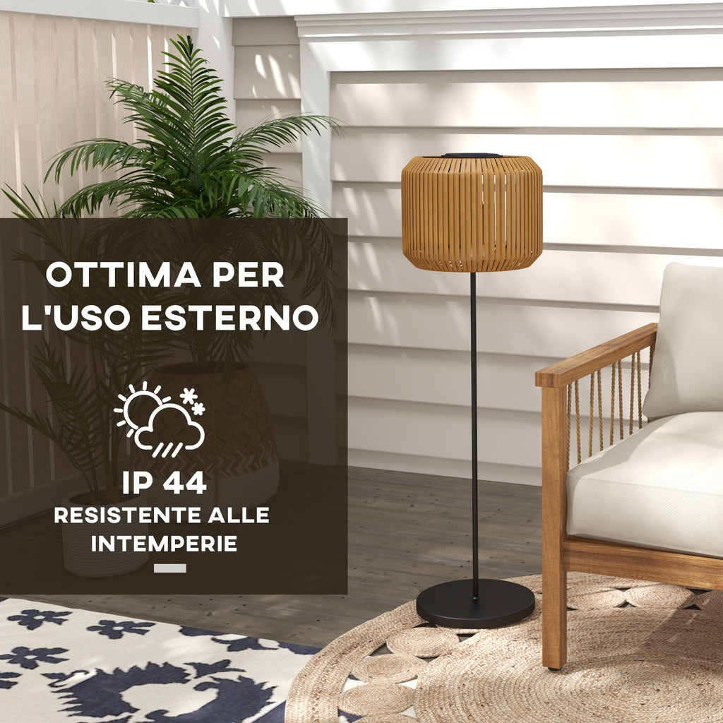 Solar Garden Lamp with LED Lighting, in Steel and PE Rattan, Ø34x130 cm, Yellow