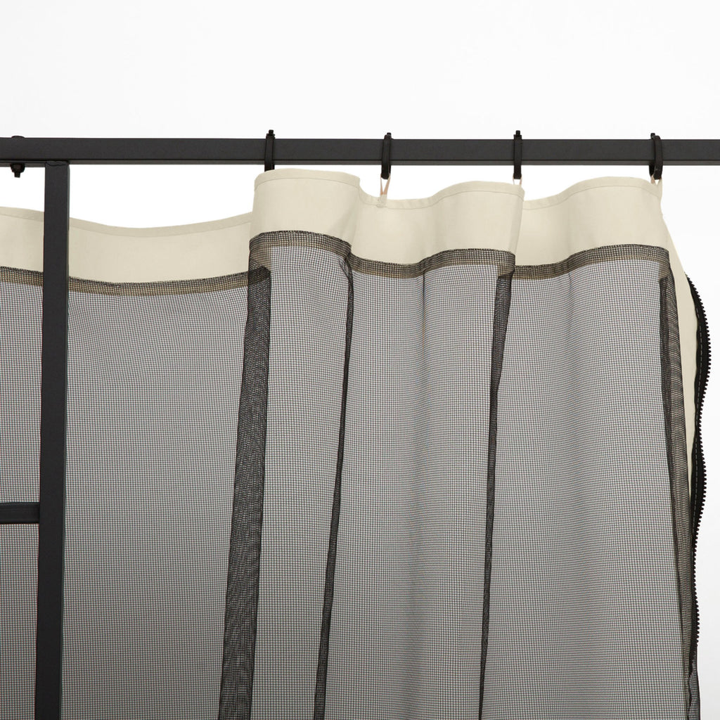 Universal Replacement Gazebo Mosquito Net with Zippers, 302x207cm - Black and Beige
