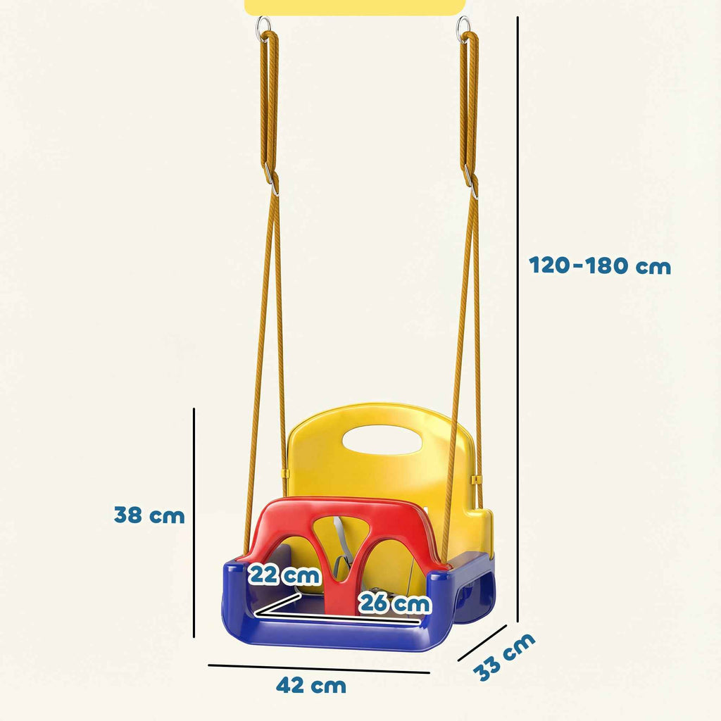 Outsunny 3-in-1 Garden Swing Set for Kids with Adjustable Rope, 42x33x120-180 cm, Blue