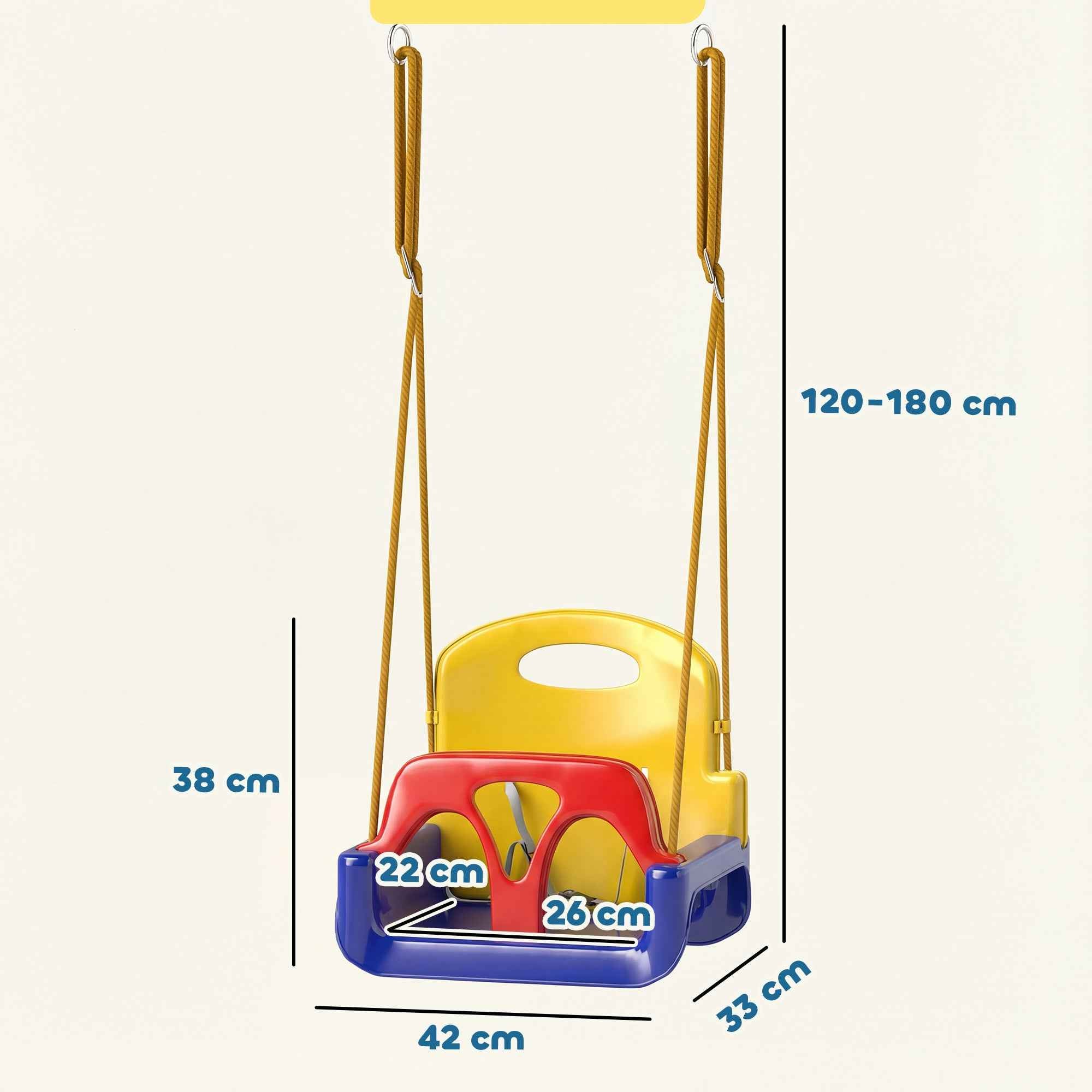 Outsunny 3-in-1 Garden Swing Set for Kids with Adjustable Rope, 42x33x120-180 cm, Blue
