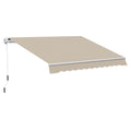 Outsunny 4x2.5m Hand-Cranked Roller Awning with Waterproof Cover, Metal and Aluminum, Beige
