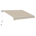 Outsunny 4x2.5m Hand-Cranked Roller Awning with Waterproof Cover, Metal and Aluminum, Beige