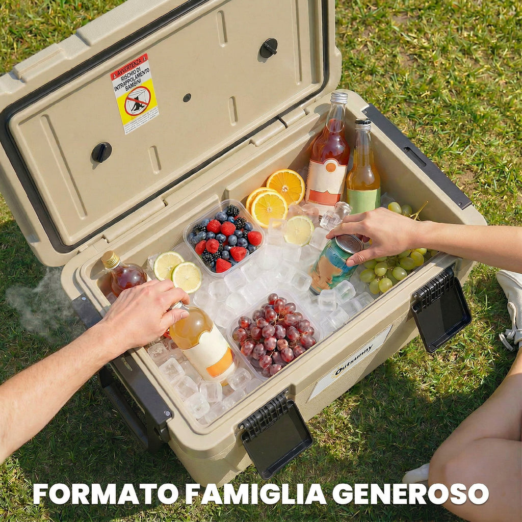 Outsunny 42.6L Insulated Portable Cooler Box with Handle, 66.6x38.5x40 cm, Khaki