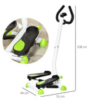 Stepper with Handlebar, Non-Slip Pedals and LCD Monitor, in Steel and ABS, 55x44x108 cm, White Black and Green