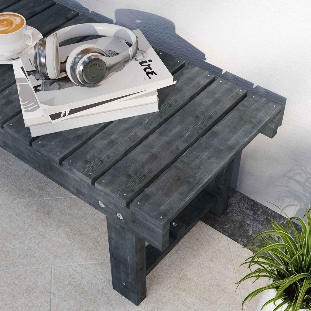 Outsunny 2-Seater Waterproof Garden Bench in Fir Wood, 110x38x35 cm, Grey