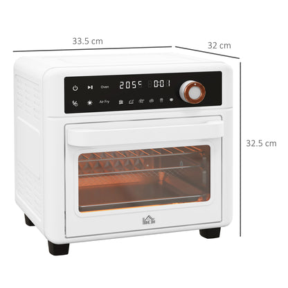 HOMCOM 1500W 13L Electric Oven with Air Fryer Function, 12 Programs and Adjustable Temperature, White