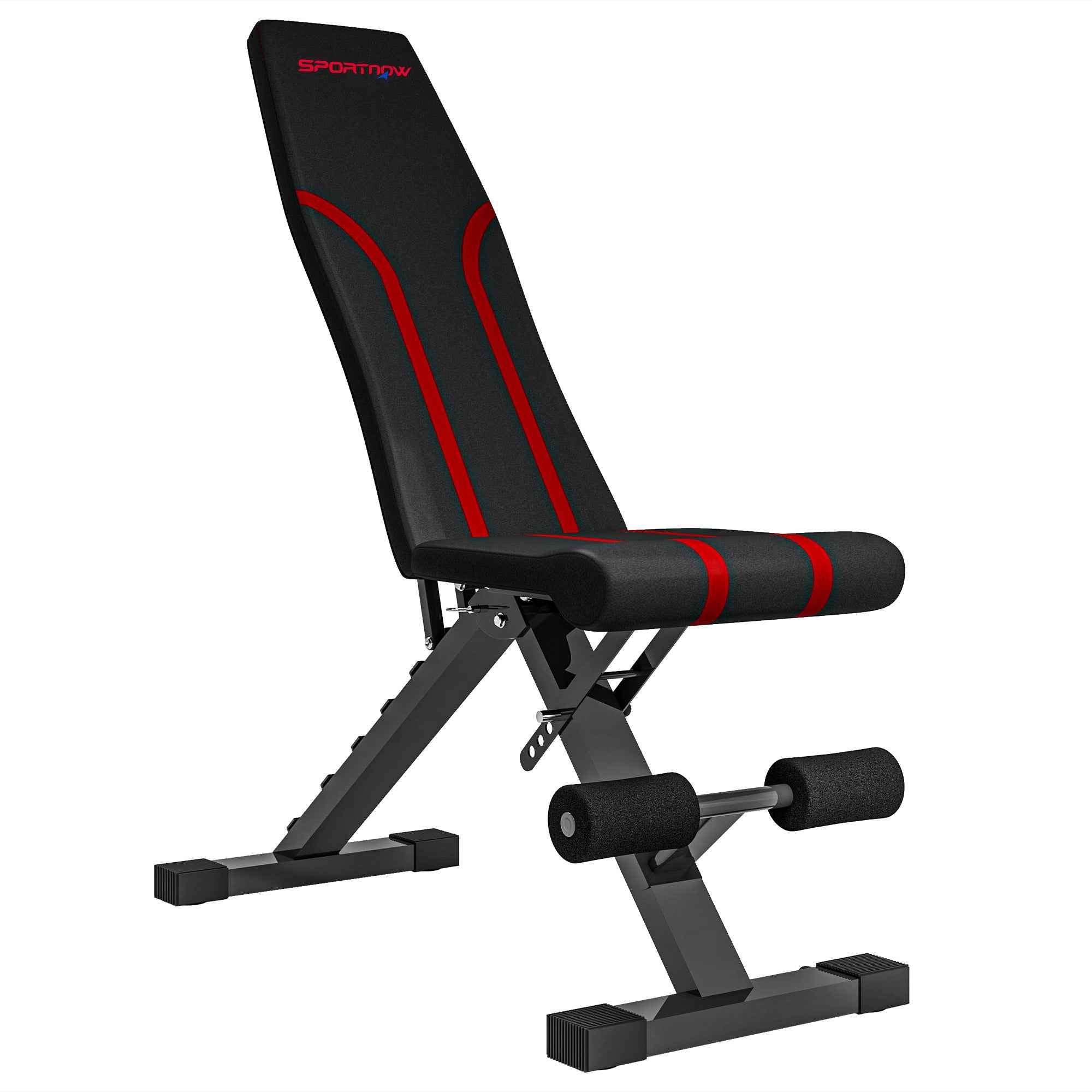 SPORTNOW Folding Gym Bench, Multifunctional Incline Abdominal Bench with 6-Level Adjustable Backrest, Black